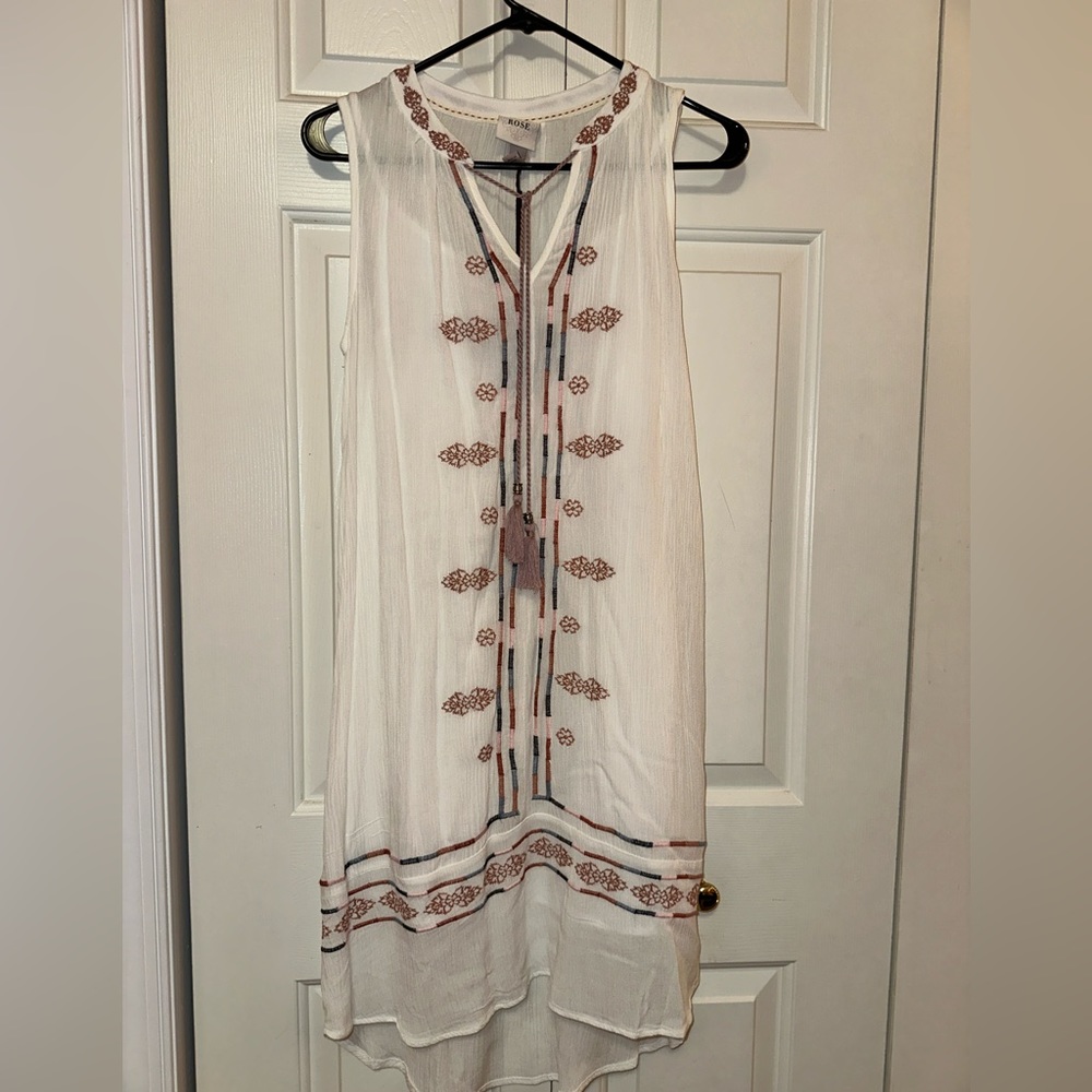 Patterned White Tank-top Dress